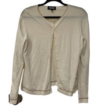Kasper Soft Light Ivory Cardigan Women Medium Condition 8/10 small stain 