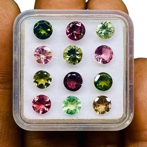 12 Pcs Natural Tourmaline 4.8mm Round Cut Multi Color Loose Gemstones Lot 5 Cts - Picture 8 of 8