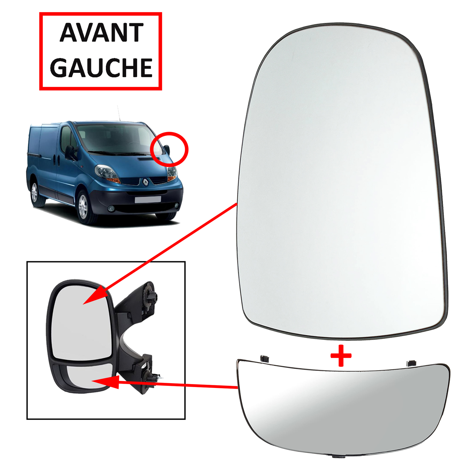 Rétroviseur avant gauche dégivrant haut bas pour utilitaire Primastar - 2