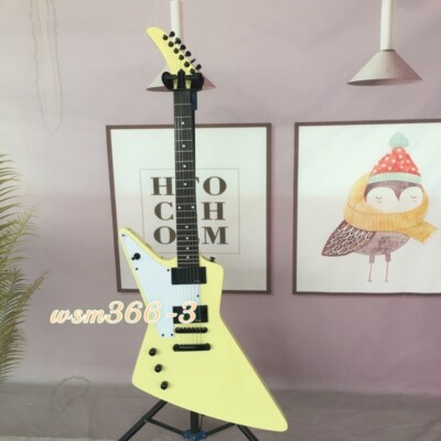 70s Explorer Left-handed Cream Electric Guitar White Pickguard Mahogany Body