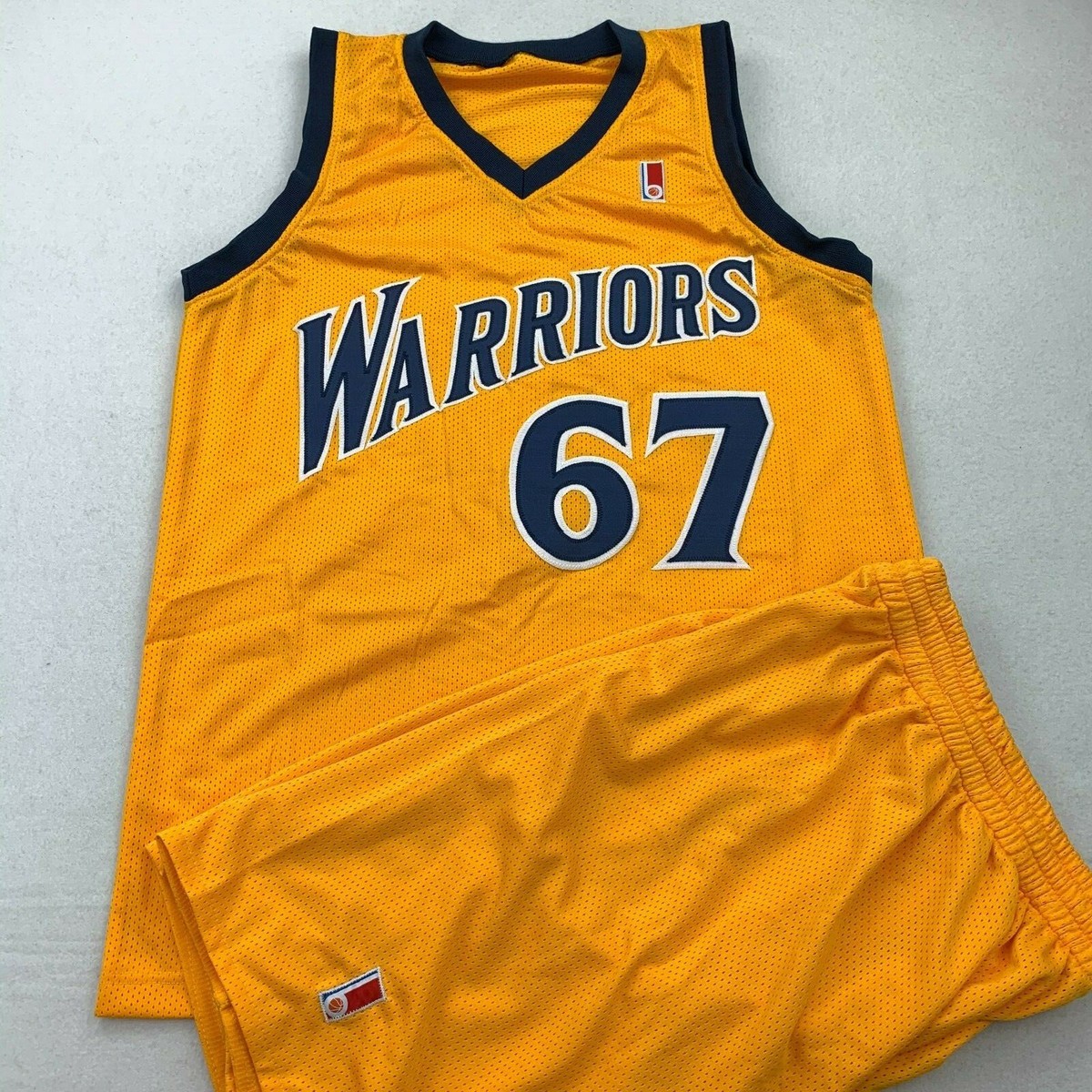 Custom Made Warriors 67 Basketball Mens Jersey Shorts Yellow