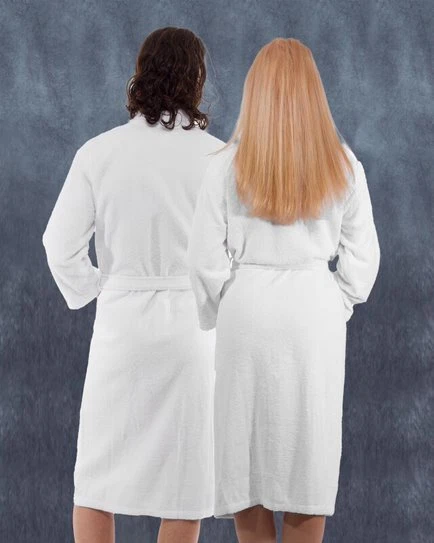 Bata de rizo de algodón premium cuello chal absorbente toalla turca clásica Foto 3 de 4