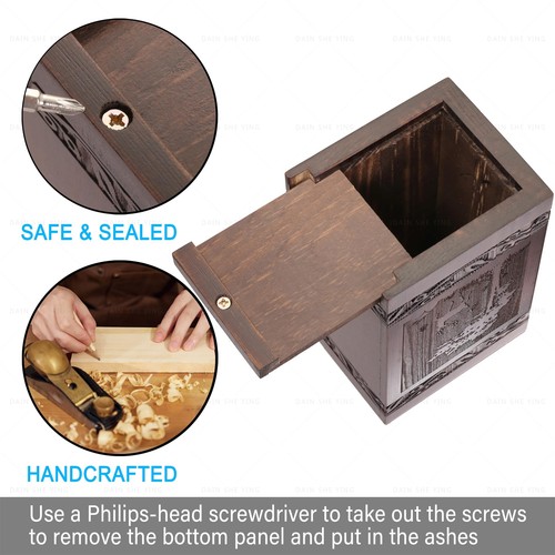 Wooden Cremation Urn Box for Human Ashes Holds About 20 Cubic Inch Remains Ashes - 第 6/7 張圖片