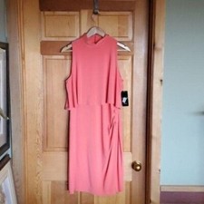 Lauren Ralph Lauren Peachy Orange Sleeveless Sheath Sz. 14 Dress