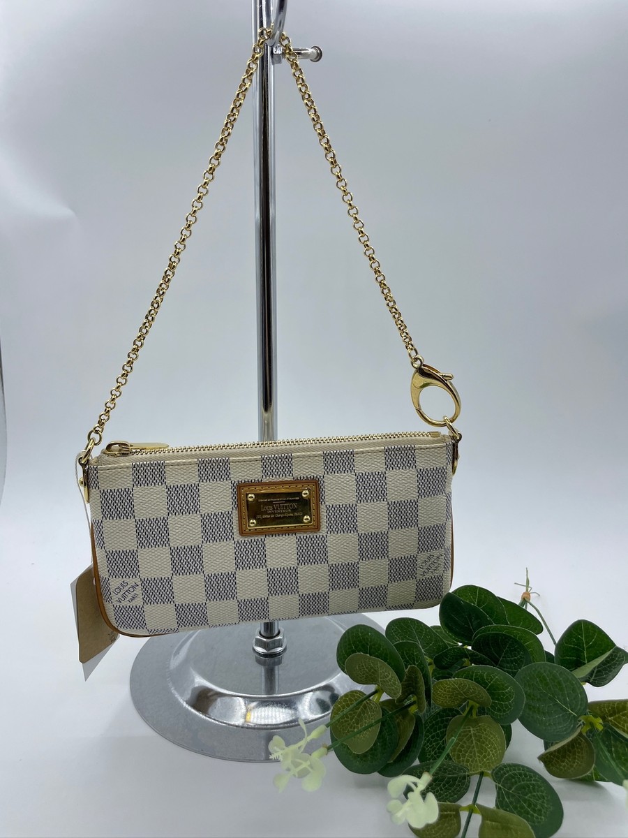 LOUIS VUITTON White Damier Azur Milla Pochette MM Women's Shoulder Bag |  eBay