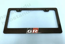 1x GR Gazoo Racing 3D Emblem Real 3K TwillWeave CARBON FIBER License Plate Frame
