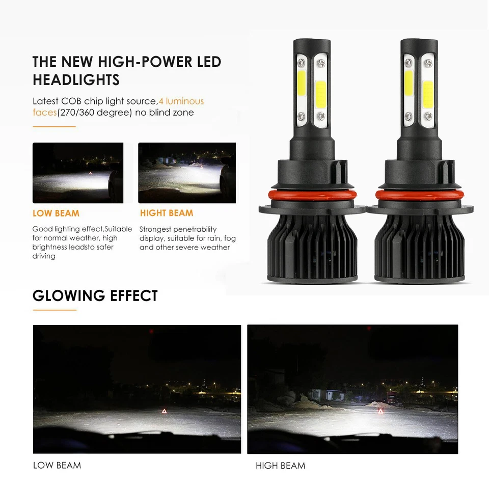 Faro LED alto y bajo para Mitsubishi Endeavor 2006-2011 + bombillas antiniebla 6500K Foto 4 de 4