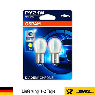 OSRAM PY21W Chrom Glühlampe Blinkleuchte Glühbirne BAU15s Blister BAU15s