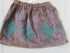 PEEK girls XS 2T 3T gray Frida skirt velvet with embroidery NEW 58
