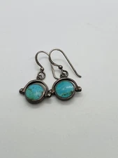 4.1g 925 STERLING SILVER FINE DESIGNER BOMA TURQUOISE REVERSIBLE EARRINGS