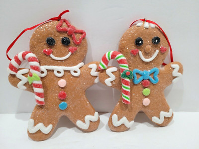 Christmas Gingerbread Man Girl Couple Peppermint Cookie Candy Tree Ornaments 