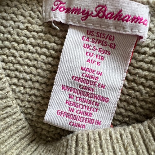 Tommy Bahama Girls Kids Cable Knit Tunic Sweater Size S 5/6 Beige Wool Blend - Picture 2 of 8