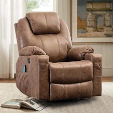 Manual Massage Rocker Recliner Chair, 360° Swivel Glider Lounge Chair