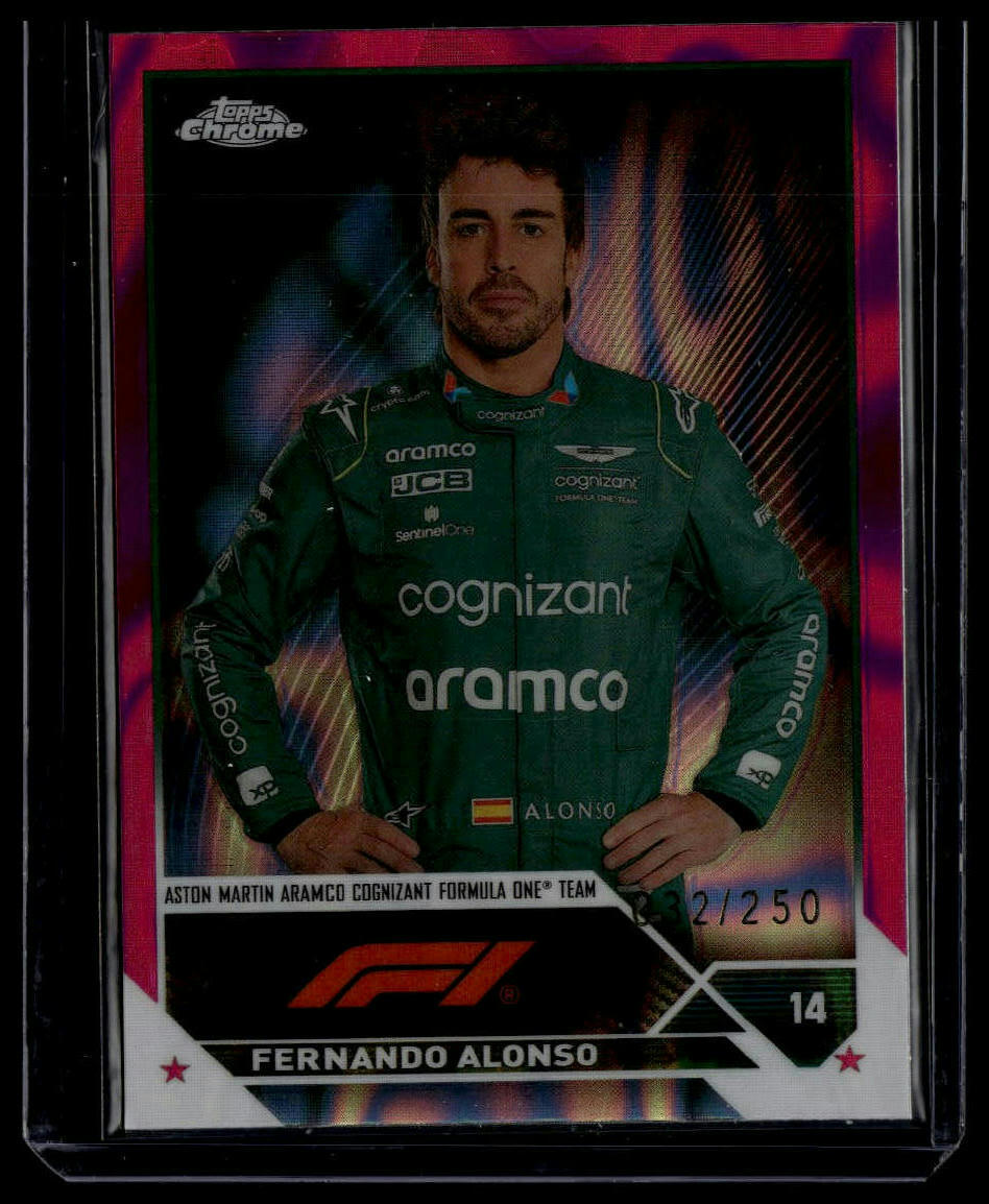 2023 Topps Chrome Formula 1 #32 Fernando Alonso Fuchsia Lava Refractor #/250