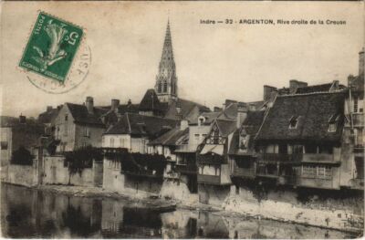 Old postcard AK Argenton Right Bank of the Creuse FRANCE (1177590)