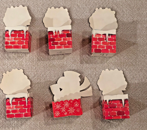 Vintage Christmas Candy Container Nut Cup Set of 5 Santas & 1 Snowman - Picture 2 of 5