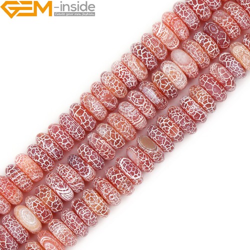 Natural Red Agate Crackle Spacer Beads for Jewelry Making 15" Rondelle Olivary - Picture 11 of 64