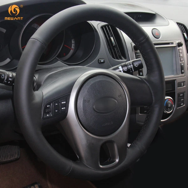 DIY Black Leather Steering Wheel Cover for Kia Forte Soul Rio 2009-2011 #0710 - Image 3 of 4