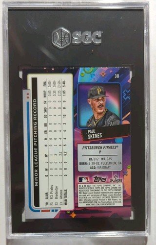 2024 Topps Cosmic Chrome Paul Skenes #30 SGC 9 MINT Rookie RC - Bild 2 von 2