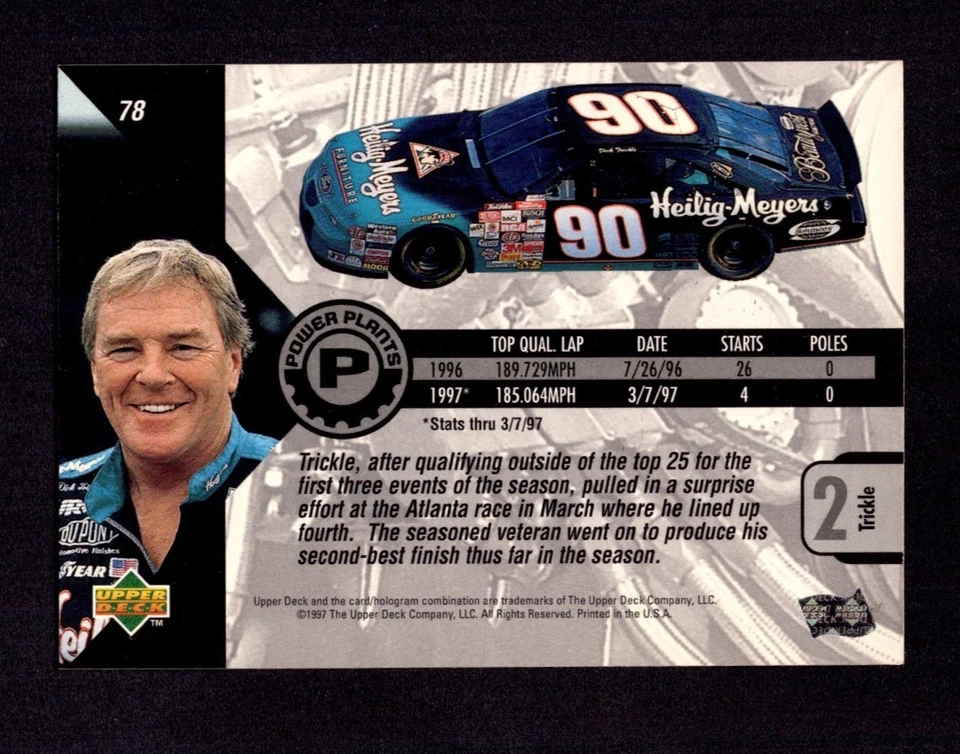 1997 Upper Deck Road To The Cup #78 Dick Trickle's Car EXMT/EXMT+ 9304 - Image 2 of 2