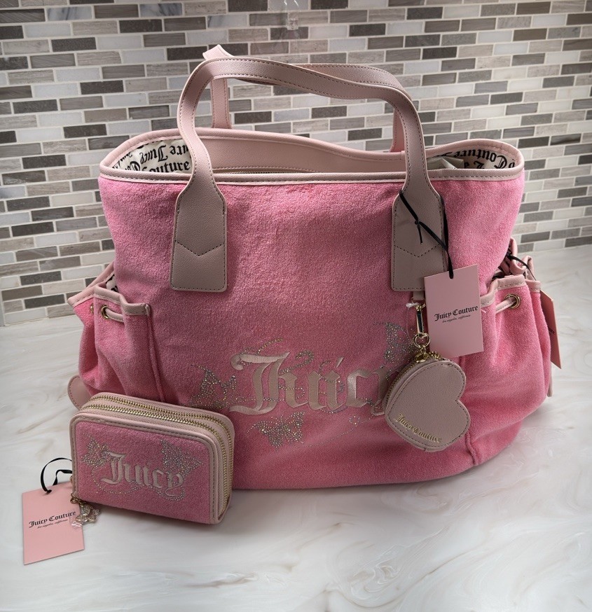 Juicy Couture Wingin It Tote & Wallet Set Pink Lemonade/Pink