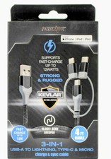 PowerXcel 3-in-1 Charging Cable - 4ft  New & ...