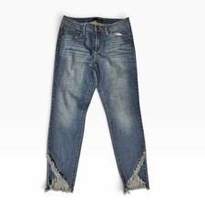 #16 1822 Denim Women's Jeans Size 10 Distressed Asymmetrical Fringe Hem
