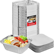 Small Aluminum Pans Take Out Containers (50 Pack) 50 Foil Oblong Pans and 50 Car
