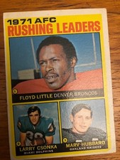 1972 Topps Football Card 1971 Rushing Leaders Floyd Little Larry Csonka #1 VG