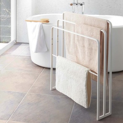 Yamazaki Home Handtuchhalter Handtuchständer weiß Metall freistehend 70x81x14cm