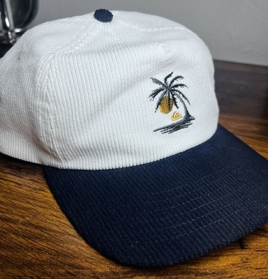Quiksilver Mens Adjustable Snapback Baseball Cap White Blue Palm Tree Beach