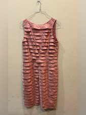 Victor Costa Vintage salmon/shimmering pink metallic shutter pleats tiered dress