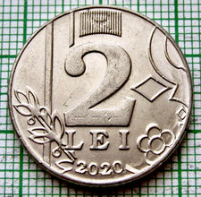 Moldova 2022 2 Lei, AUNC diameter 23.7mm km# 154 yes we combine postage