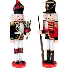 2Pcs Nussknacker Figuren Holz Soldaten, 30cm Traditionelle Weihnachten Deko a...