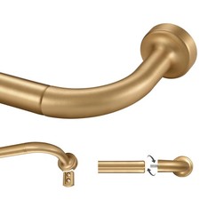 Warm Gold Wrap Around Curtain Rod 1 Inch Disc Finial Fits 2856 Inch Window