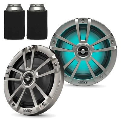 2x Infinity Reference 6.5" 2Way 225W Waterproof Titanium Marine RGB LED Speakers