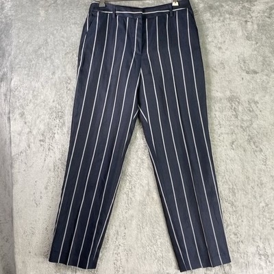 Giorgio Armani Pants Womens Size 40 US 4 Blue Striped Silk Linen Italy Trousers