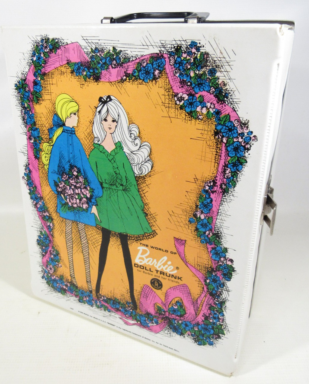 VTG 1968 Mattel World Of Barbie Doll Trunk Carrying Case #1004 w/Hangers GREAT