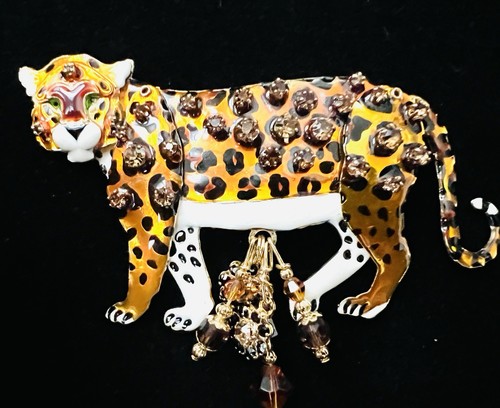 Retired Lunch at the Ritz LATR 2 Go Large Jointed LEOPARD Pin / Brooch Pendant - Picture 2 of 8