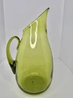 HTF Vintage MCM Blenko Glass 939P Chartreuse Pitcher Vase 13” Seeded