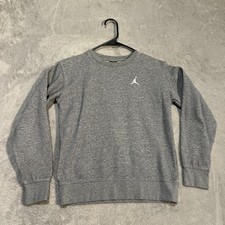 Jordan Sweatshirt Youth Large 12-13 Gray Fleece Pullover Jumpman Logo Crewneck