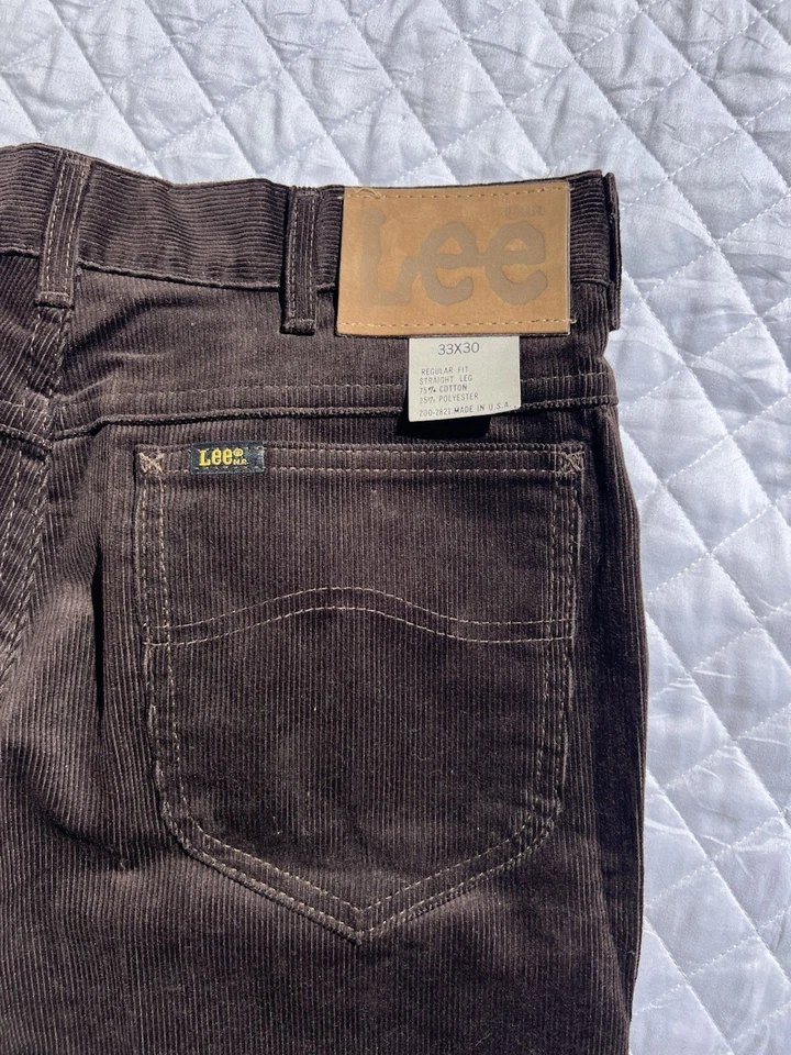 NOS Vintage Lee Riders Brown Corduroy Reg Fit Straight Leg Pants Size 33x30 - Image 3 of 4