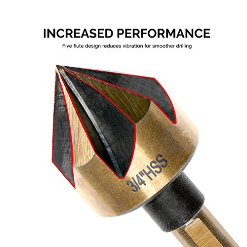  10218A Countersink Drill Bit Set, M2 High Speed Steel, 1/4” Tri-Flat Shank | 