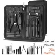 Manicure Tool Set 32pcs , Cuticle Nippers And Cutter Kit, Professional Nail Clip