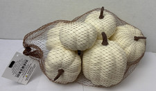 Hobby Lobby White Foam Pumpkins 7 Pcs. 2 Sizes Plastic Stems Crafting Fall Decor