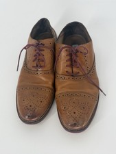 Johnston Murphy Mens 9M Leather Wingtip Oxford Dress Shoes Brown Cap Toe