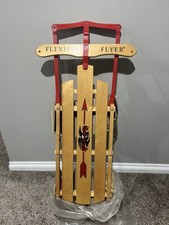 Flexible Flyer Metal Runner Steel/Wood 48" Long Snow Slider Sled for Kids, Red