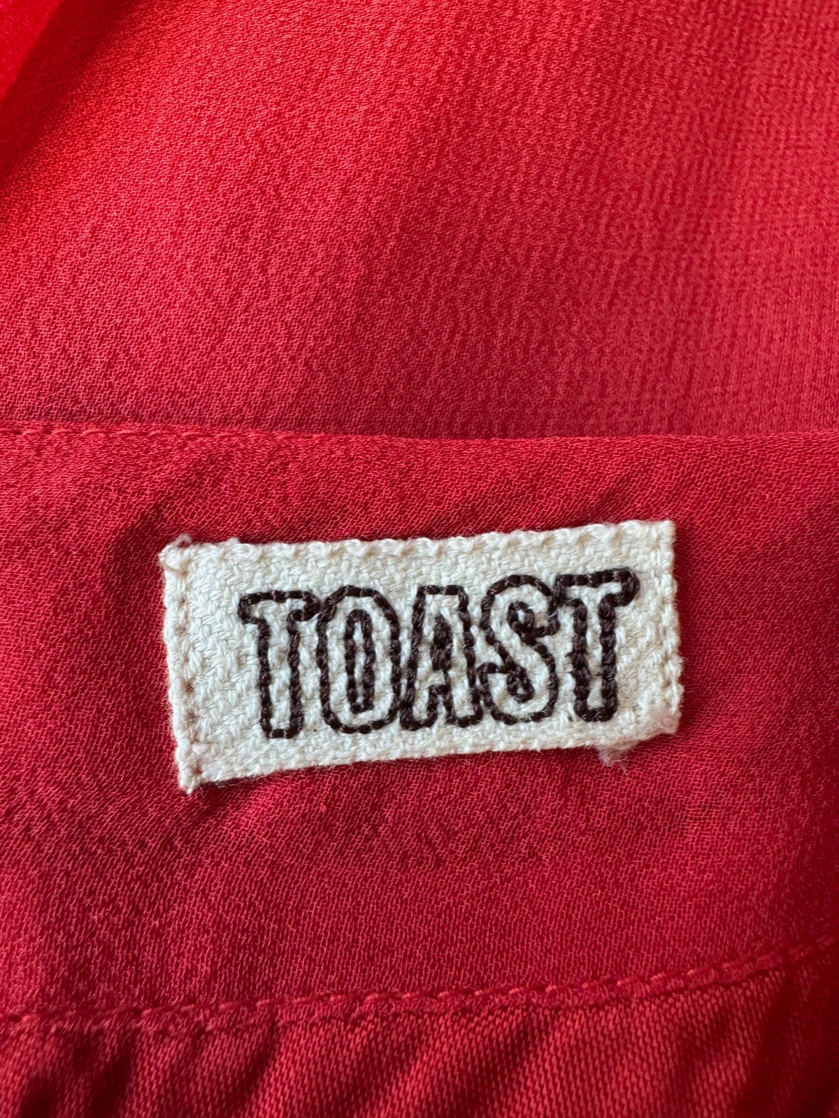 Toast Ladies Blouse Top 14 Silk Red Christmas Pleated Smart