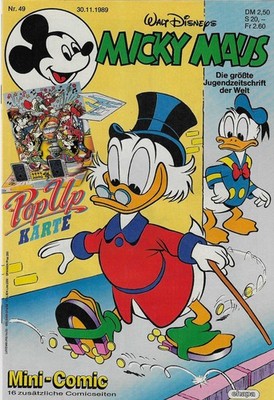 Micky Maus Nr.49 / 1989 Mit Beilage: Pop Up Karte und Mini-Comic