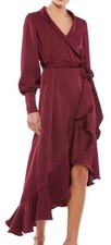 MAC DUGGAL 12506 Faux Wrap Dress in Wine NWT Size 16